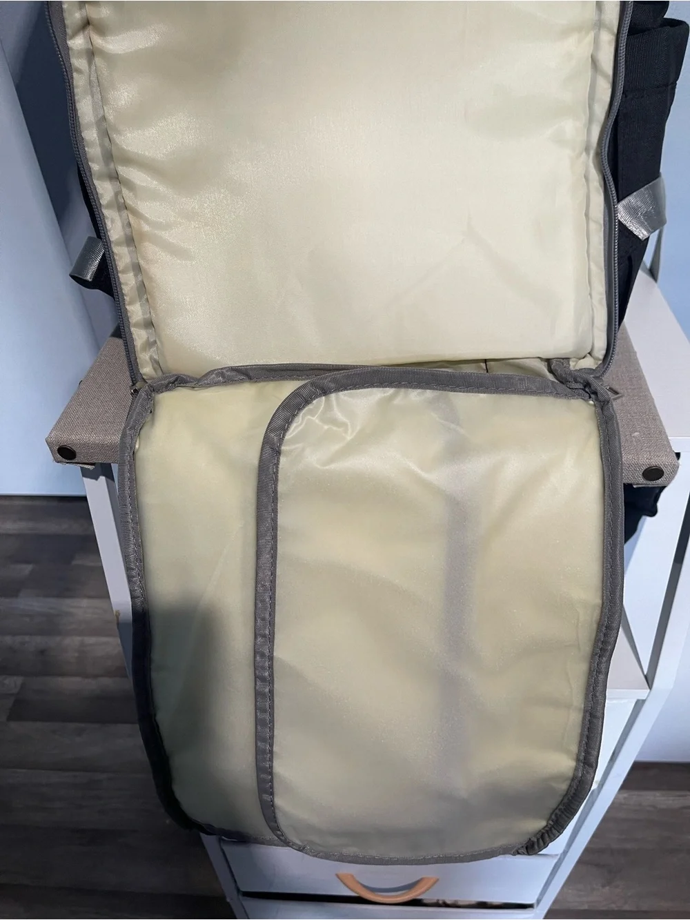 Black Diaper Backpack with Gray Accents